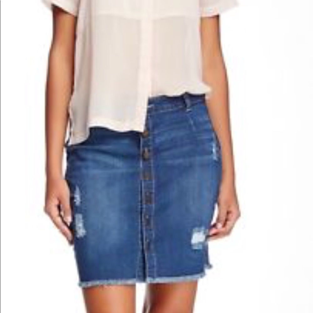 Jolt Distressed Denim Skirt